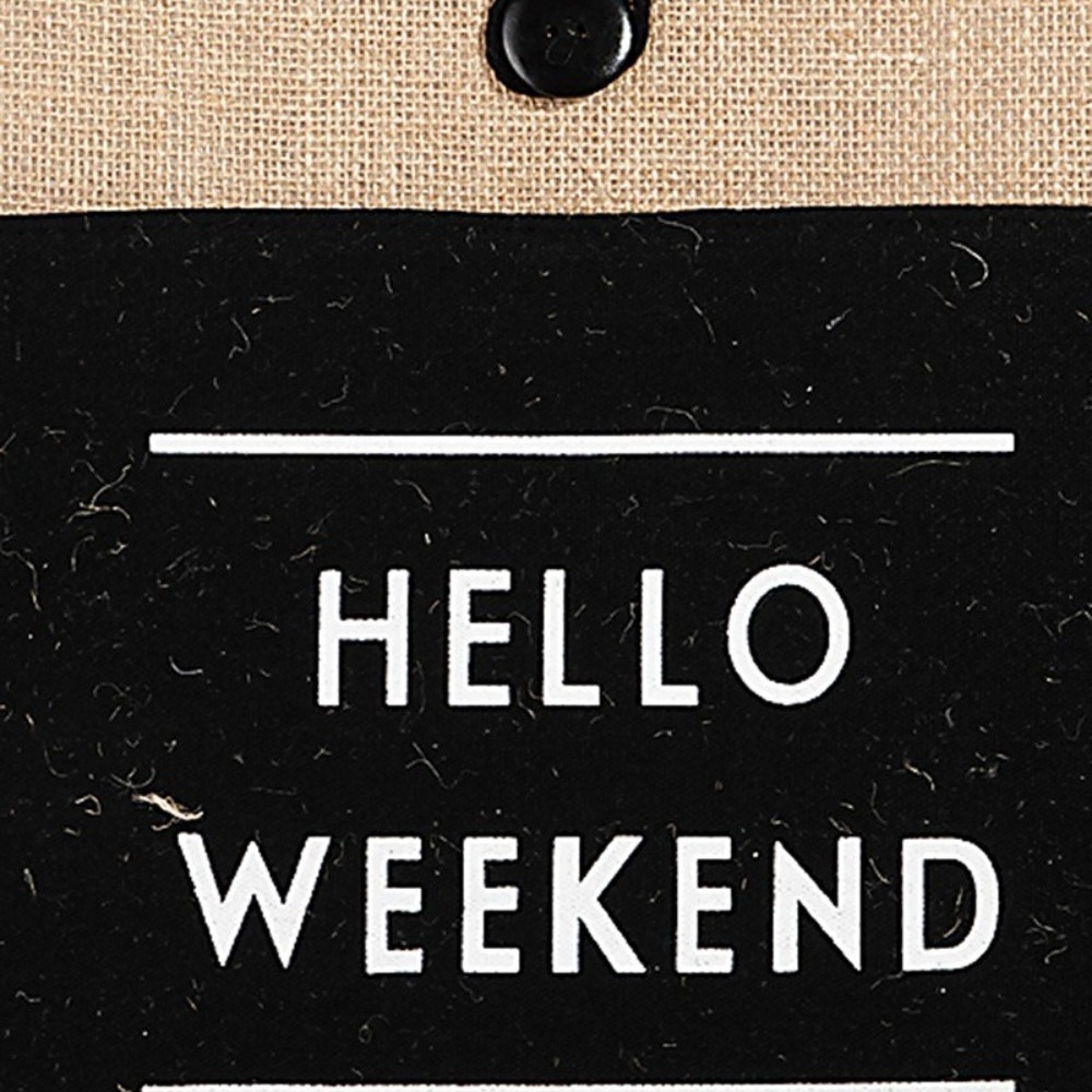 Fame Hello Weekend Burlap Tote Bag - Picture 5 of 8